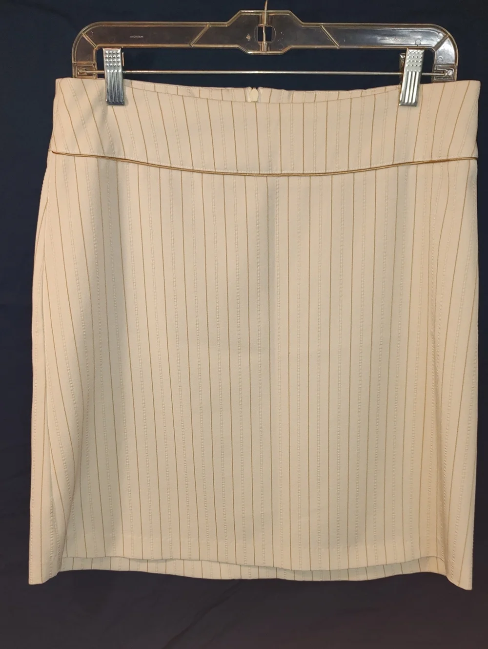 Speechless Cream/Tan Pinstripe Straight Pencil Skirt Size 7